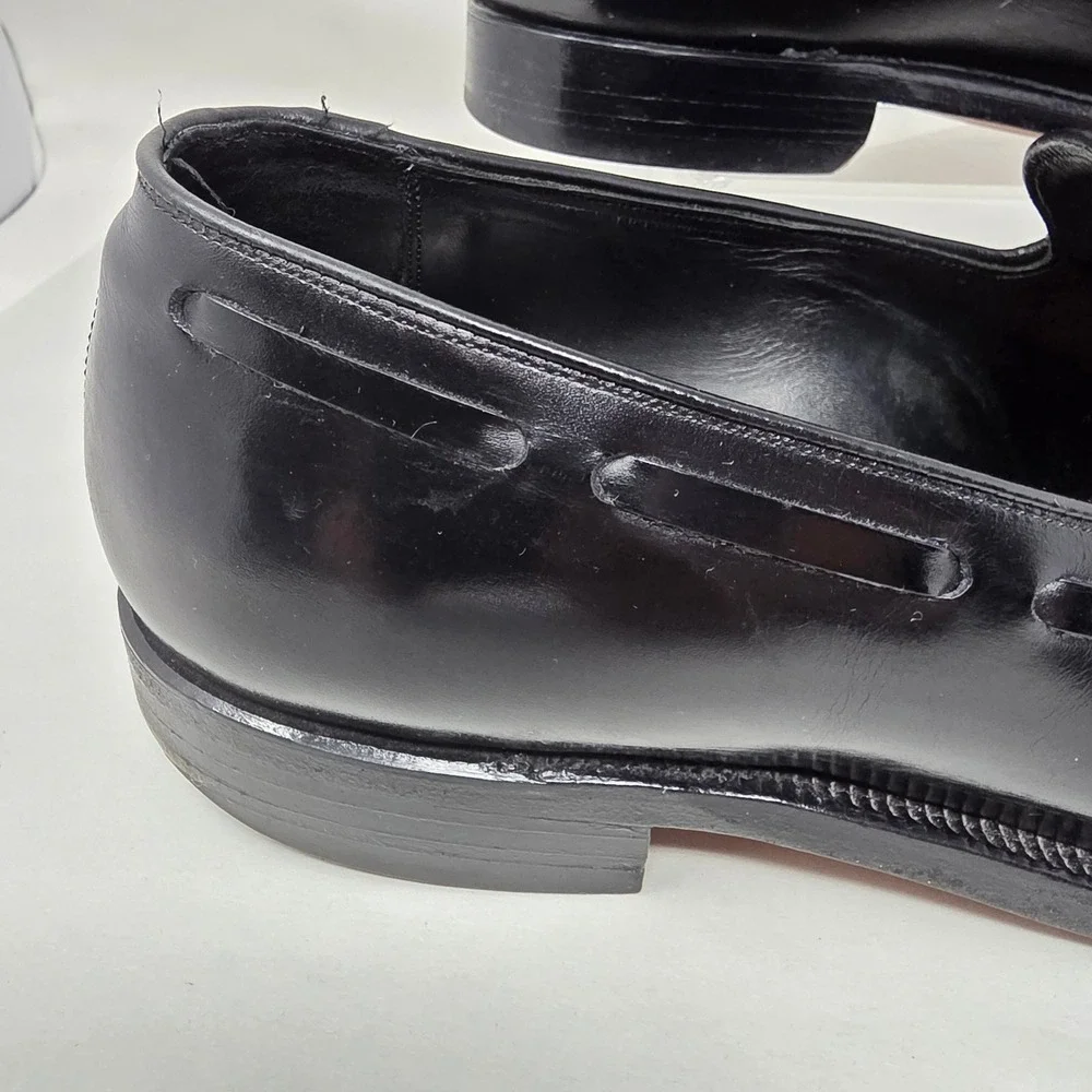 Johnston & Murphy Tassel Loafers Mens 10 D Aristocraft Black Leather Dress Shoes